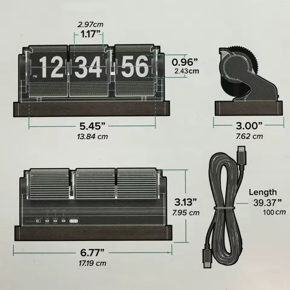 Wooden Flip Clock with Seconds Display – Automatic Page Turning Timer for Home & Office Desk Décor