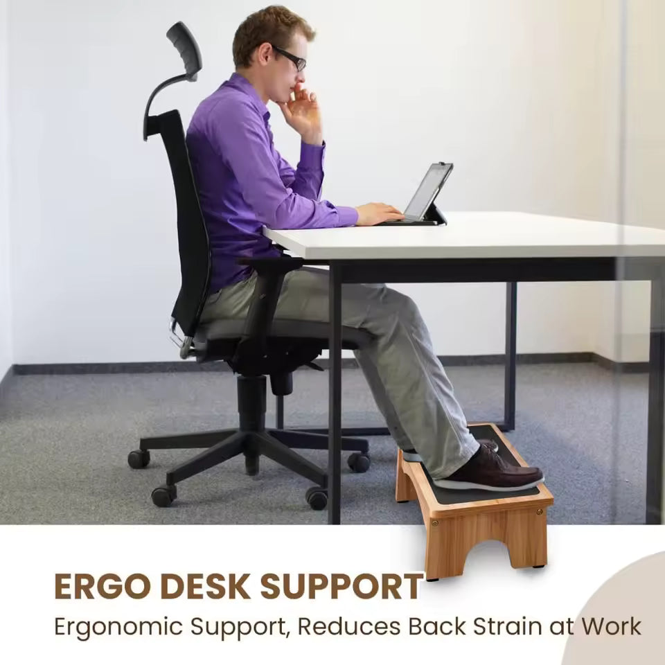 Adjustable Under Desk Foot Rest – Ergonomic Foot Stool with 3-Level Incline and Non-Slip Surface