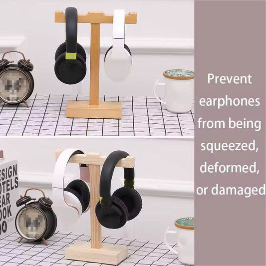 Solid Wood Headphone Stand – Universal Headset Hanger Display Stand and Wall Mount Holder